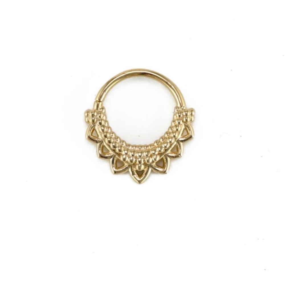 Tawapa 18g Yellow Gold Temple Continuous Hoop for septum or other piercings